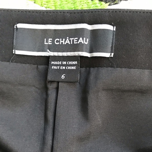 Sz 6🌹Le Chateau Zip Front Slit Black Pencil Skirt - Picture 6 of 8